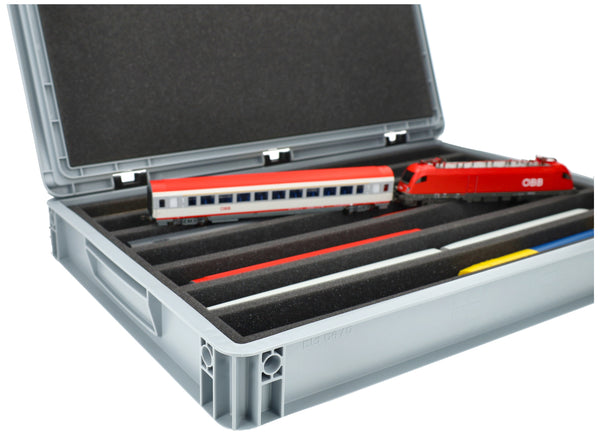 Euro container for model railway - 7 slots lengthwise for H0 gauge - standing