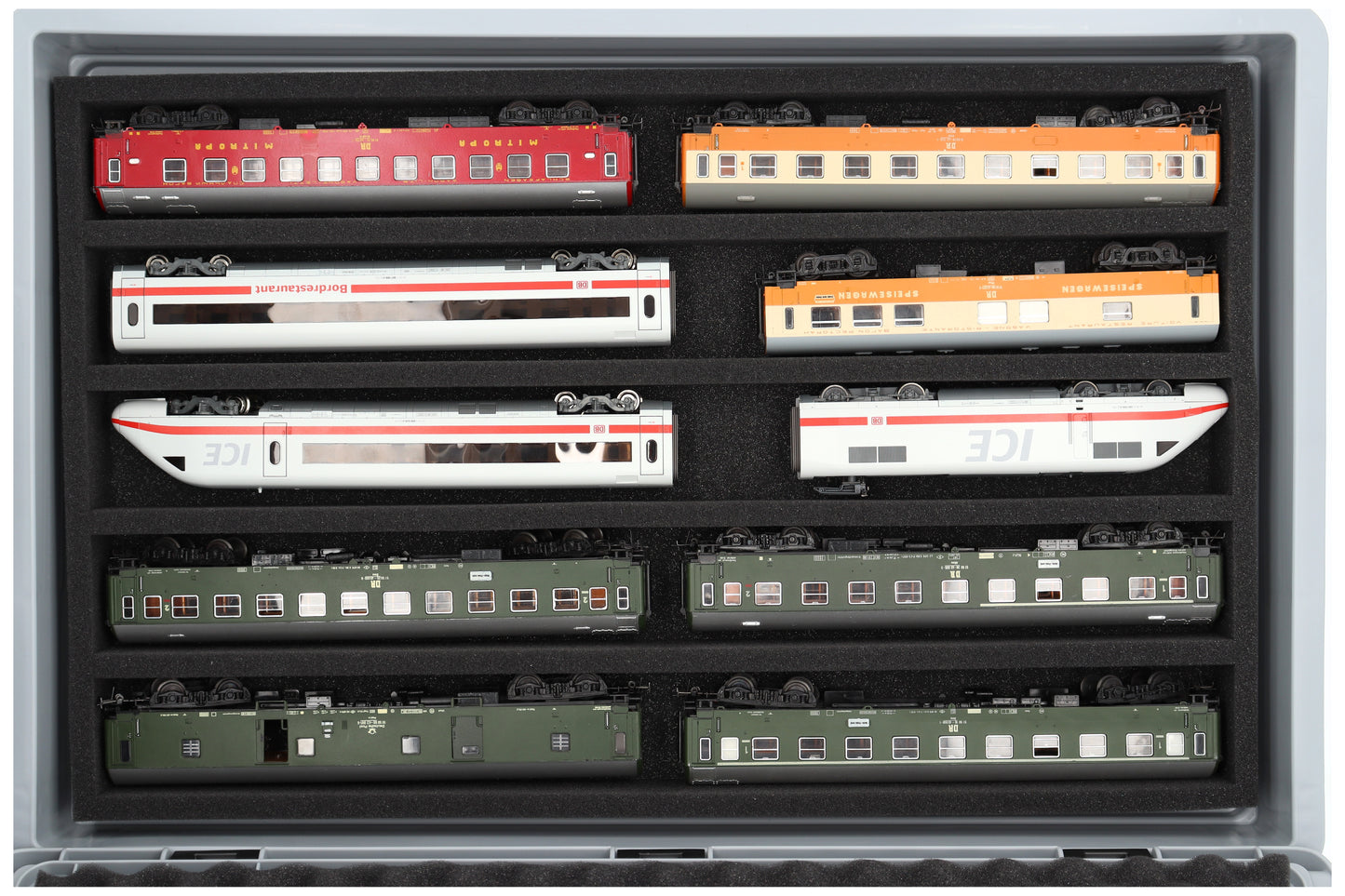 Euro container for model railway - 5 slots lengthwise for H0 gauge - lying