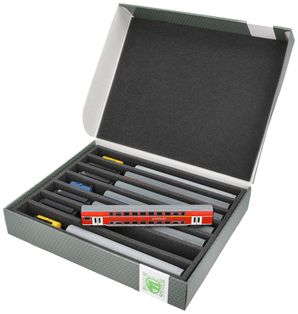Lagerbox FSLB055 für Modelleisenbahn - 7 Stege für Spur TT - stehend