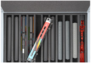 Eurobox 60 x 40 cm Set for model railway - 00 scale - 11 compartments - foam insert for upright storage