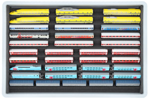 Stapelbare Eurobox 60 x 40 Set mit Zugliege für Modelleisenbahn - 10 Fächer für Spur N