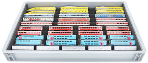 Stapelbare Eurobox 60 x 40 Set mit Zugliege für Modelleisenbahn - 10 Fächer für Spur N