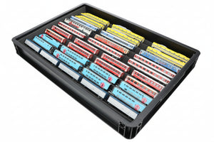 Stapelbare Eurobox 60 x 40 Set mit Zugliege für Modelleisenbahn - 10 Fächer für Spur N