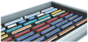 Stapelbare Eurobox 60 x 40 cm mit Zugliege für Modelleisenbahn - 10 Fächer für Spur Z