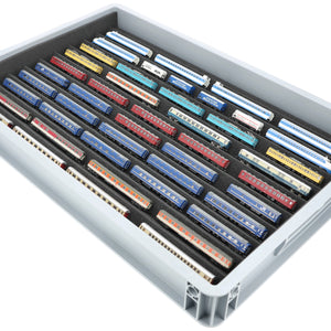 Stapelbare Eurobox 60 x 40 cm mit Zugliege für Modelleisenbahn - 10 Fächer für Spur Z