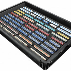 Stapelbare Eurobox 60 x 40 cm mit Zugliege für Modelleisenbahn - 10 Fächer für Spur Z