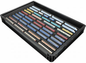 Stapelbare Eurobox 60 x 40 cm mit Zugliege für Modelleisenbahn - 10 Fächer für Spur Z