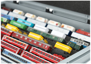 Eurobox 60 x 40 cm Set für Modelleisenbahn mit Zugliege - 10 Fächer für Spur N
