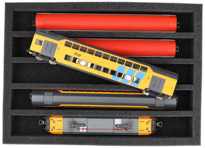 360 mm x 260 mm x 65 mm foam insert for model railway - H0 scale - 5 compartments - for upright storage - DD065A001