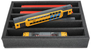 360 mm x 260 mm x 65 mm foam insert for model railway - H0 scale - 5 compartments - for upright storage - DD065A001