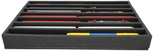 560 mm x 360 mm x 65 mm Foam insert for model railway - H0 scale - 7 compartments - for upright storage - EU065A001