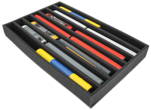 560 mm x 360 mm x 65 mm Foam insert for model railway - H0 scale - 7 compartments - for upright storage - EU065A001