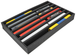 560 mm x 360 mm x 65 mm Foam insert for model railway - H0 scale - 7 compartments - for upright storage - EU065A001
