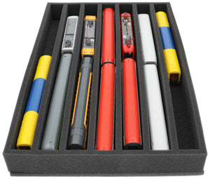 560 mm x 360 mm x 65 mm Foam insert for model railway - H0 scale - 7 compartments - for upright storage - EU065A001