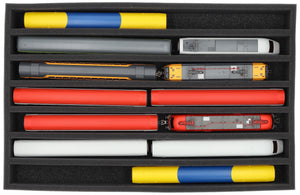 560 mm x 360 mm x 65 mm Foam insert for model railway - H0 scale - 7 compartments - for upright storage - EU065A001