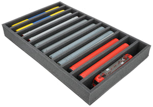 560 mm x 360 mm x 65 mm Foam insert for model railway - H0 scale - 11 compartments - for upright storage - EU065A002