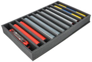 560 mm x 360 mm x 65 mm Foam insert for model railway - H0 scale - 11 compartments - for upright storage - EU065A002