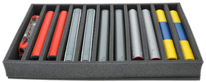 560 mm x 360 mm x 65 mm Foam insert for model railway - H0 scale - 11 compartments - for upright storage - EU065A002