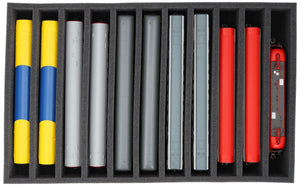 560 mm x 360 mm x 65 mm Foam insert for model railway - H0 scale - 11 compartments - for upright storage - EU065A002