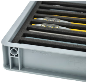 Eurobox 40 x 30 cm Set für Modelleisenbahnen - Spur N - 8 Fächer - Schaumstoffeinlage zur stehenden Aufbewahrung