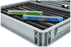 Eurobox 40 x 30 cm Set for model railway - N scale - 8 compartments - foam insert for upright storage