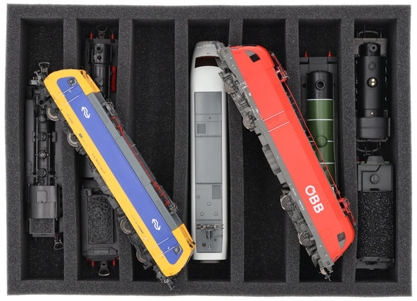 Foam insert H0 gauge - standing - 7 bars for model railway for Euroboxes - DD065A003