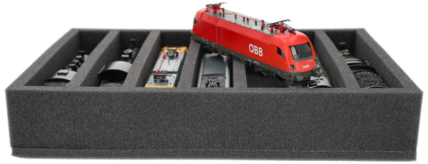 Foam insert H0 gauge - standing - 7 bars for model railway for Euroboxes - DD065A003