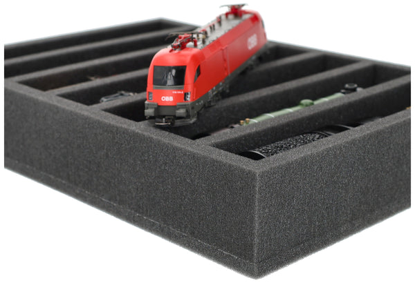 Foam insert H0 gauge - standing - 7 bars for model railway for Euroboxes - DD065A003