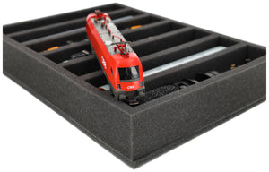 360 mm x 260 mm x 65 mm foam insert for model railway - H0 scale - 5 compartments - for upright storage - DD065A003