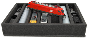 360 mm x 260 mm x 65 mm foam insert for model railway - H0 scale - 5 compartments - for upright storage - DD065A003