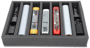 360 mm x 260 mm x 65 mm foam insert for model railway - H0 scale - 5 compartments - for upright storage - DD065A003