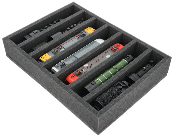 Foam insert H0 gauge - standing - 7 bars for model railway for Euroboxes - DD065A003