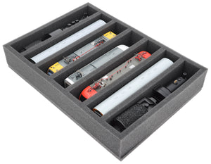 360 mm x 260 mm x 65 mm foam insert for model railway - H0 scale - 5 compartments - for upright storage - DD065A003