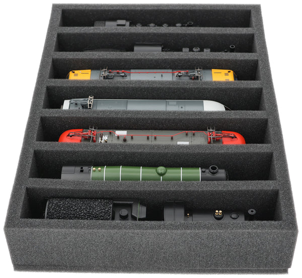 Foam insert H0 gauge - standing - 7 bars for model railway for Euroboxes - DD065A003