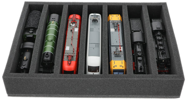Foam insert H0 gauge - standing - 7 bars for model railway for Euroboxes - DD065A003