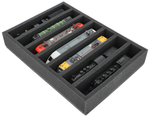 Foam insert H0 gauge - standing - 7 bars for model railway for Euroboxes - DD065A003
