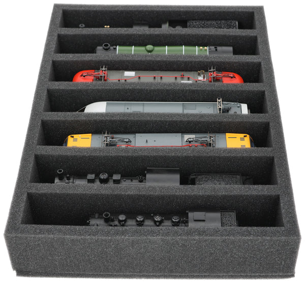 Foam insert H0 gauge - standing - 7 bars for model railway for Euroboxes - DD065A003