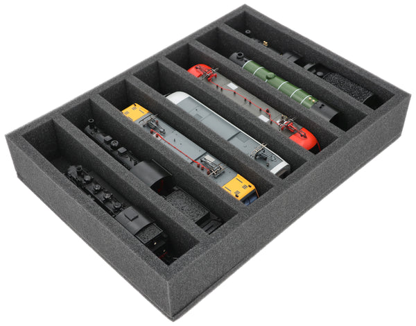 Foam insert H0 gauge - standing - 7 bars for model railway for Euroboxes - DD065A003