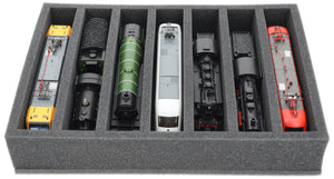 360 mm x 260 mm x 65 mm Schaumstoffeinlage für Modelleisenbahnen - Spur 00 - 7 Fächer - für stehende Aufbewahrung - DD065A004