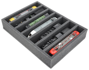360 mm x 260 mm x 65 mm Schaumstoffeinlage für Modelleisenbahnen - Spur 00 - 7 Fächer - für stehende Aufbewahrung - DD065A004