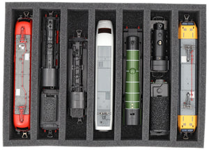 360 mm x 260 mm x 65 mm Schaumstoffeinlage für Modelleisenbahnen - Spur 00 - 7 Fächer - für stehende Aufbewahrung - DD065A004