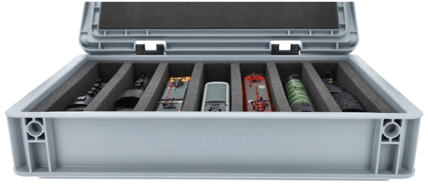 Eurobox 40x30 Set für Modelleisenbahnen - Spur H0 - 7 Fächer - Schaumstoffeinlage zur stehenden Aufbewahrung
