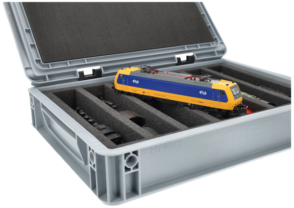 Eurobox 40x30 Set für Modelleisenbahnen - Spur H0 - 7 Fächer - Schaumstoffeinlage zur stehenden Aufbewahrung