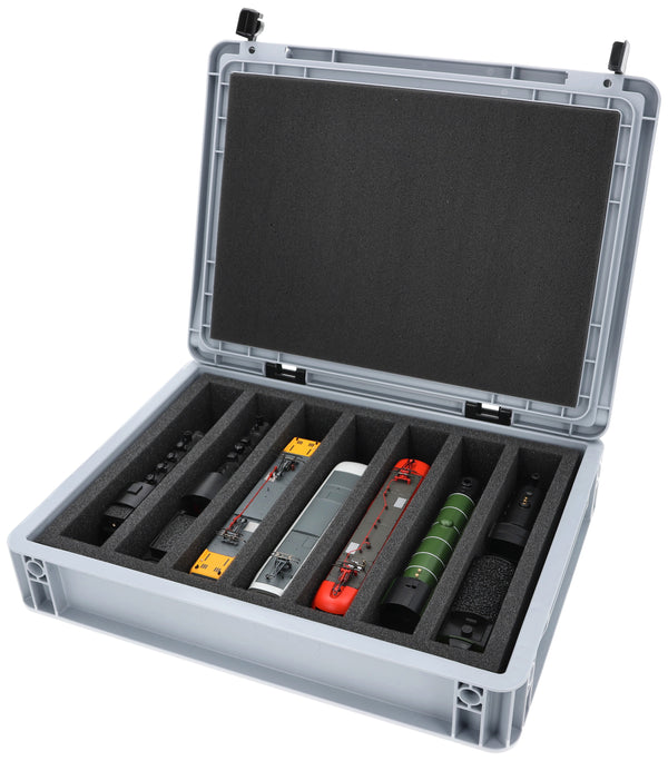 Eurobox 40x30 Set für Modelleisenbahnen - Spur H0 - 7 Fächer - Schaumstoffeinlage zur stehenden Aufbewahrung
