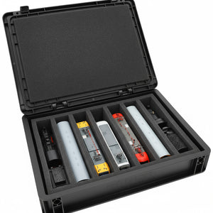 Eurobox 40 x 30 cm Set für Modelleisenbahnen - Spur H0 - 7 Fächer - Schaumstoffeinlage zur stehenden Aufbewahrung