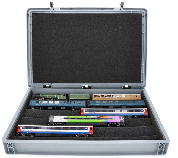 Eurobox 60 x 40 cm Set mit Zugliege - 5 Fächer für Spur 00 - für Modelleisenbahnen, Loks und Fahrzeuge