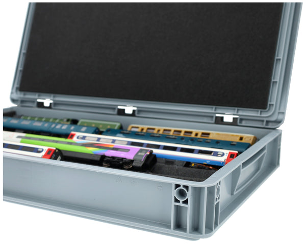 Eurobox 60 x 40 cm Set mit Zugliege - 5 Fächer für Spur 00 - für Modelleisenbahnen, Loks und Fahrzeuge