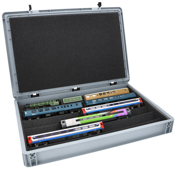 Eurobox 60 x 40 cm Set mit Zugliege - 5 Fächer für Spur 00 - für Modelleisenbahnen, Loks und Fahrzeuge