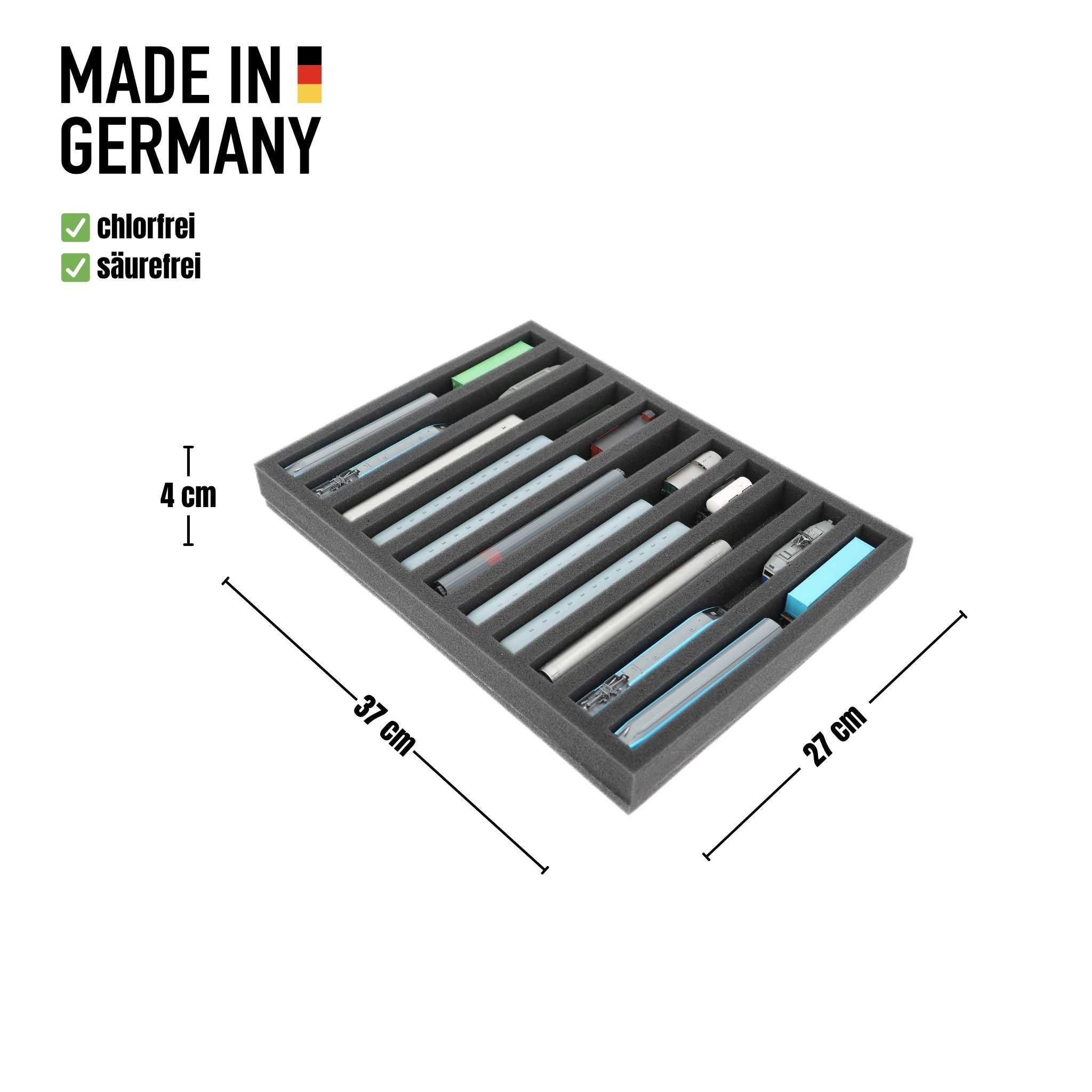 370 mm x 270 mm x 40 mm Schaumstoffeinlage für Modelleisenbahn