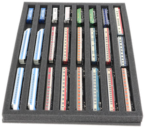 370 mm x 270 mm x 30 mm Schaumstoffeinlage für Modelleisenbahn - Spur Z - 8 Fächer - für liegende Aufbewahrung - IU030A002